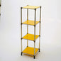 Korean Yellow 4-Tier Heavy Duty Stainless steel Storage Shelving Unit, 100lbs/shelf (49"H x 14.9"W x 13.7"D) for Indoor/Outdoor Organization , Modular Rack,  Extremely Durabl