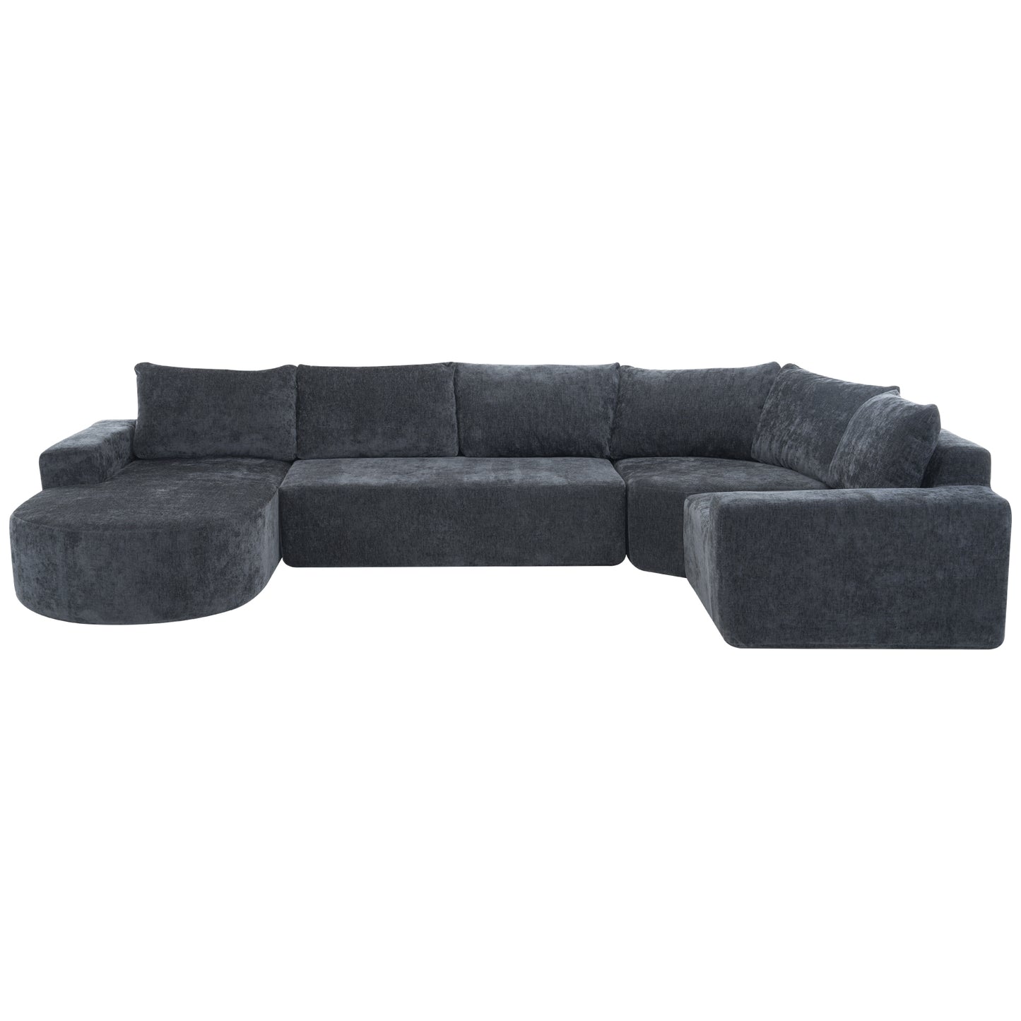 141.7" Oversized Modular Sofa Cloud Sectional Sofa Set Upholstered Couches U-shaped Sofa with Deep Seat for Living Room, Grey