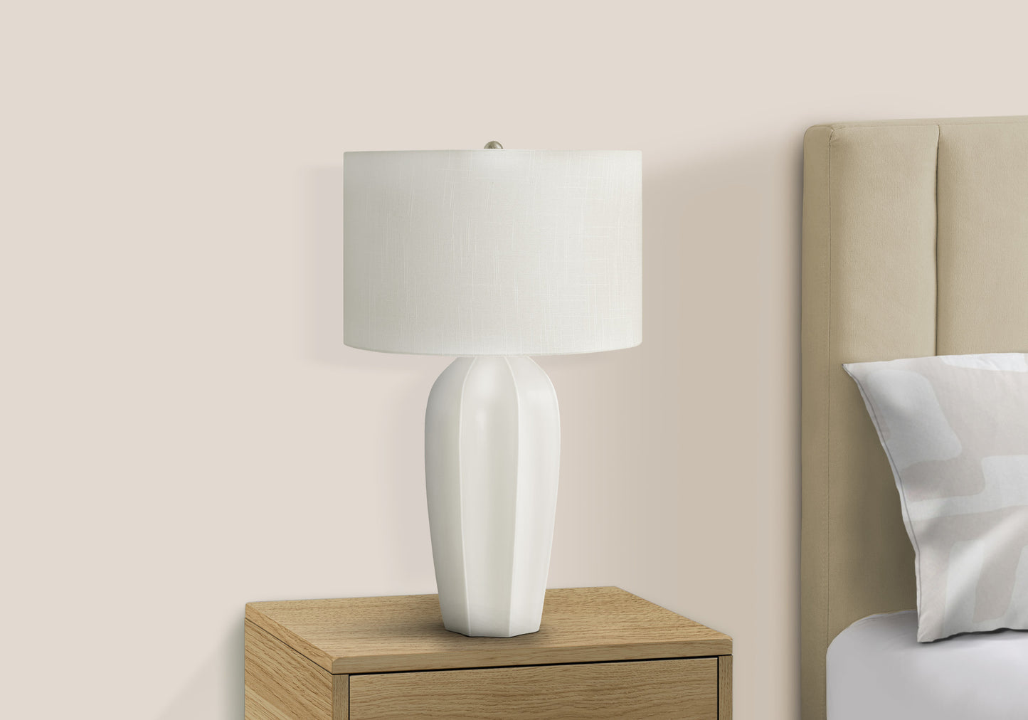 Lighting, 27"h, Table Lamp, Cream Ceramic, Ivory / Cream Shade, Modern