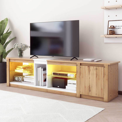 ModernTV Stand for TVs up to 80'' , Media Console with Multi-Functional Storage, Entertainment Center  with LED Light, TV cabinet for living room,Bedroom