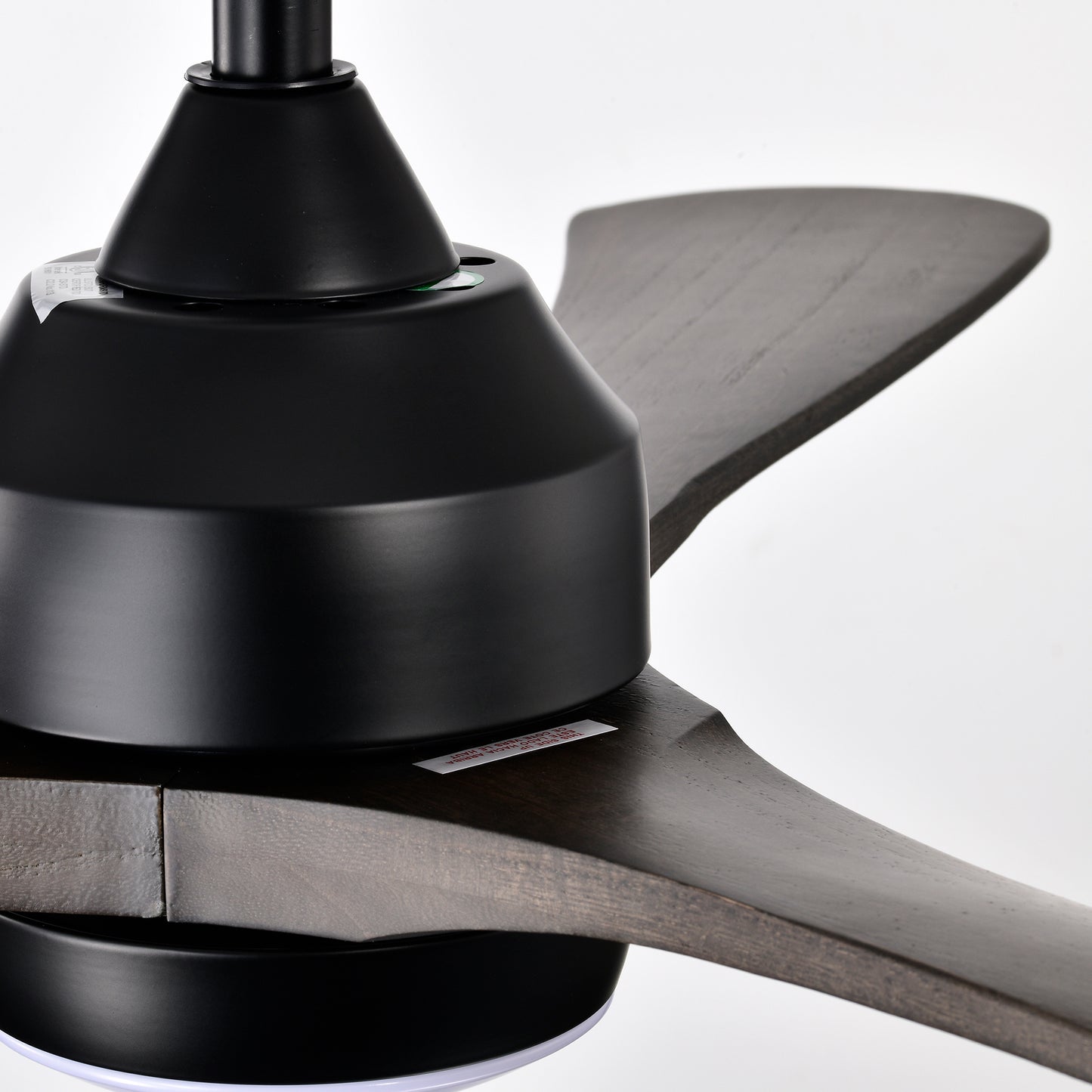 52" Ceiling Fan with Lights Remote Control,Quiet DC Motor 3 Blade Ceiling Fans 6 Speed Levels,Reversible Ceiling Fan, for Patio Living Room, Bedroom, Office,Indoor.(Matte Black +Black Walnut )