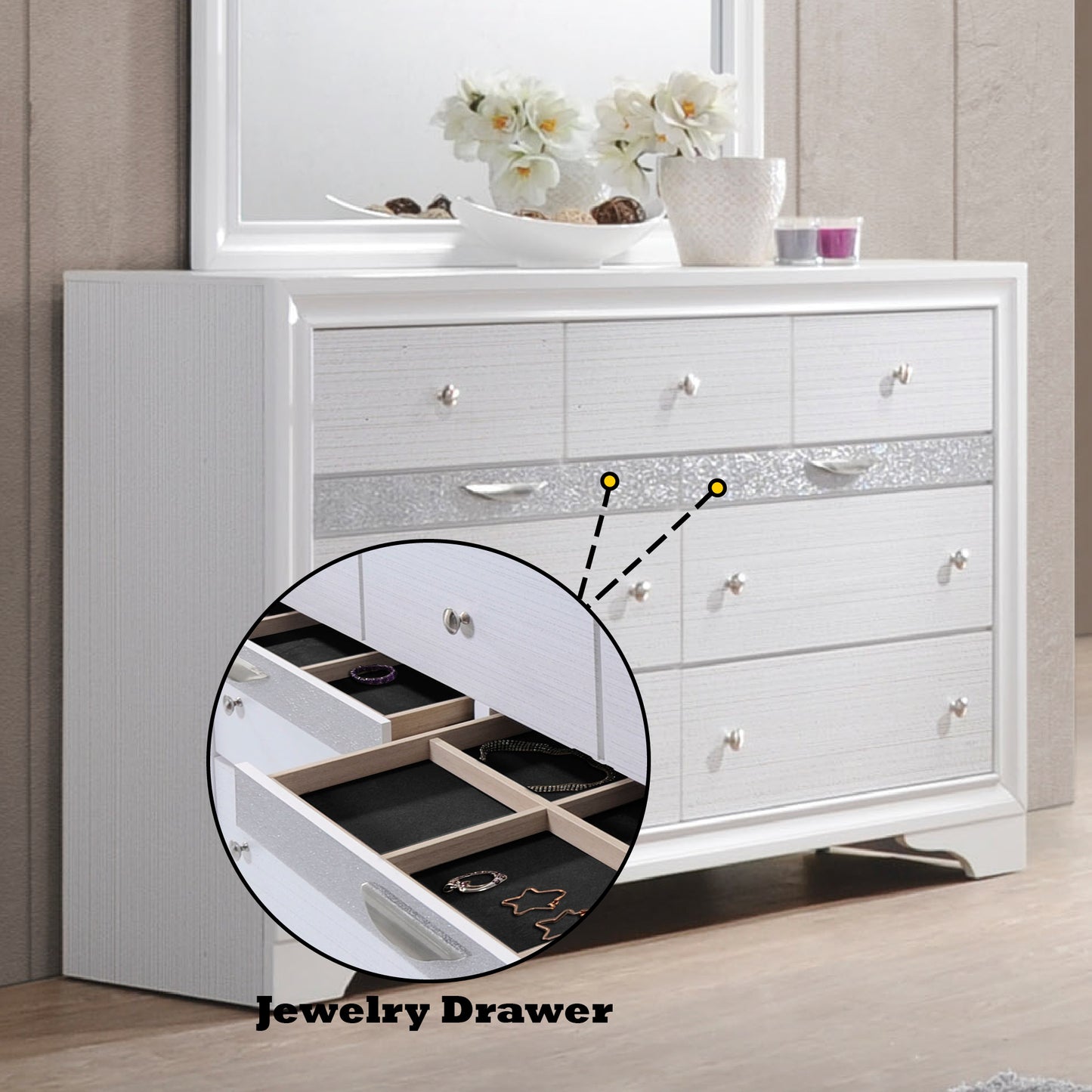 Naima White Finish Dresser