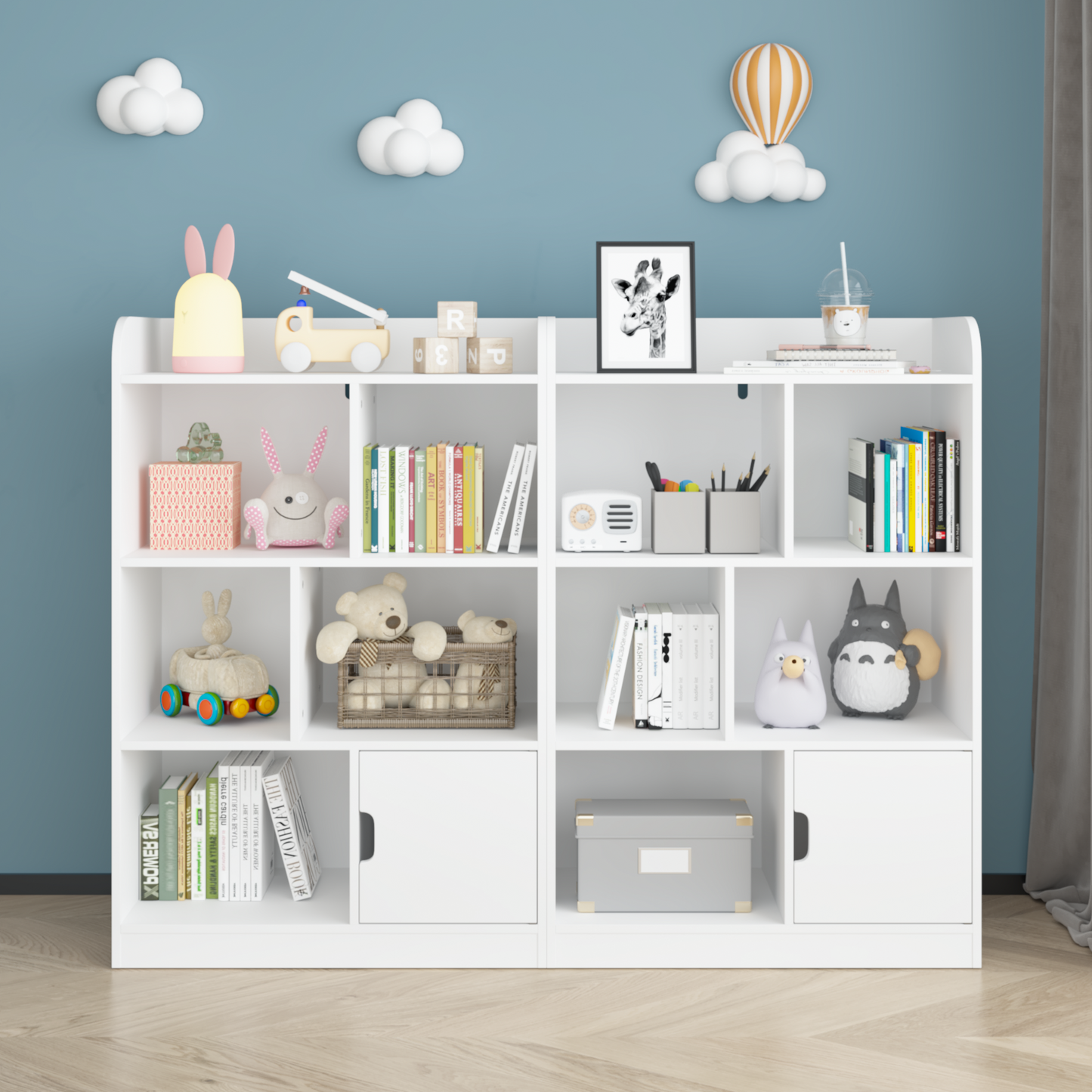 Kids Bookcase, Bookshelf with 6 Compartments, Freestanding Shelves and Cube Organizer, for Bedroom Living Room Office Closet School in White