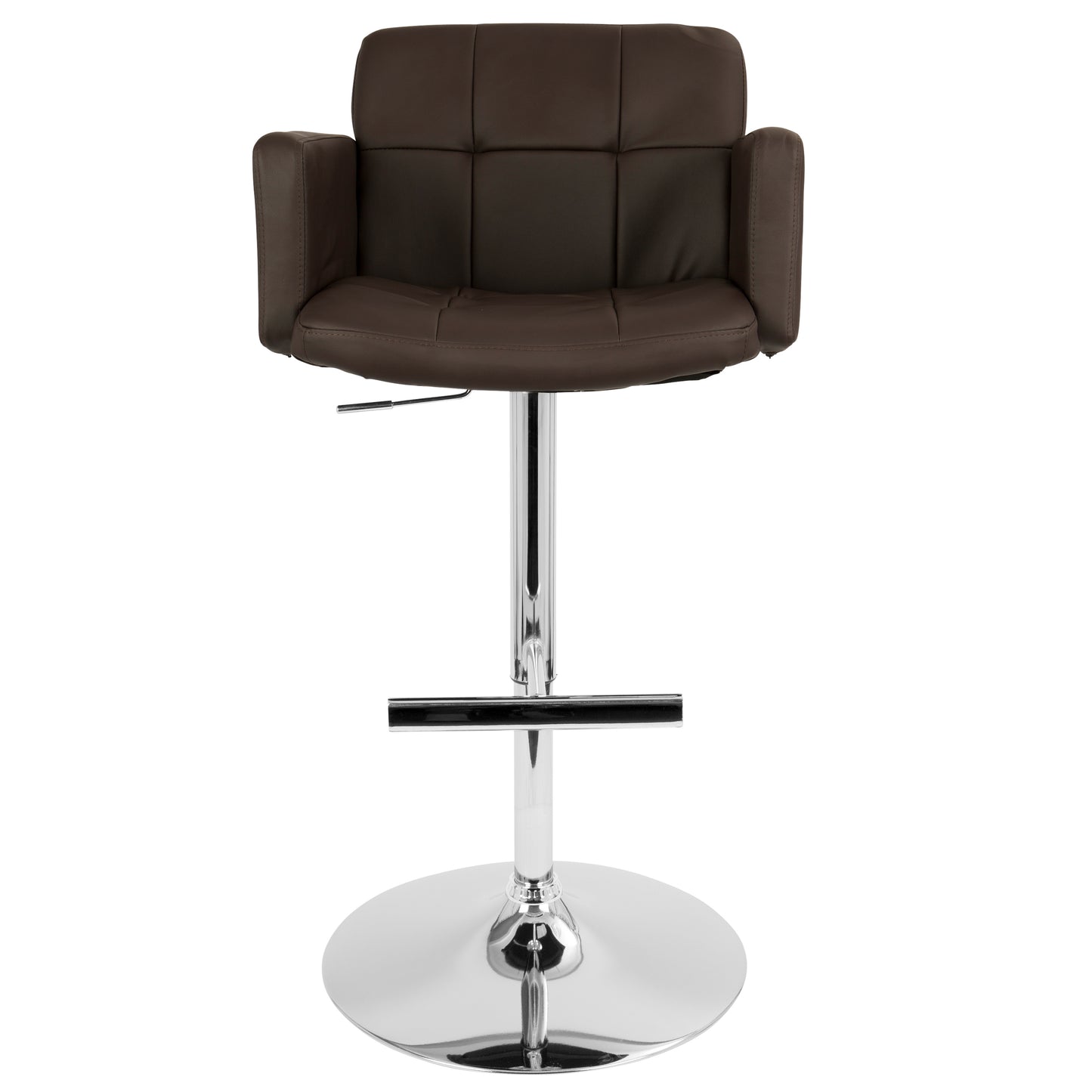 Stout Contemporary Adjustable Barstool with Swivel and Brown Faux Leather by LumiSource