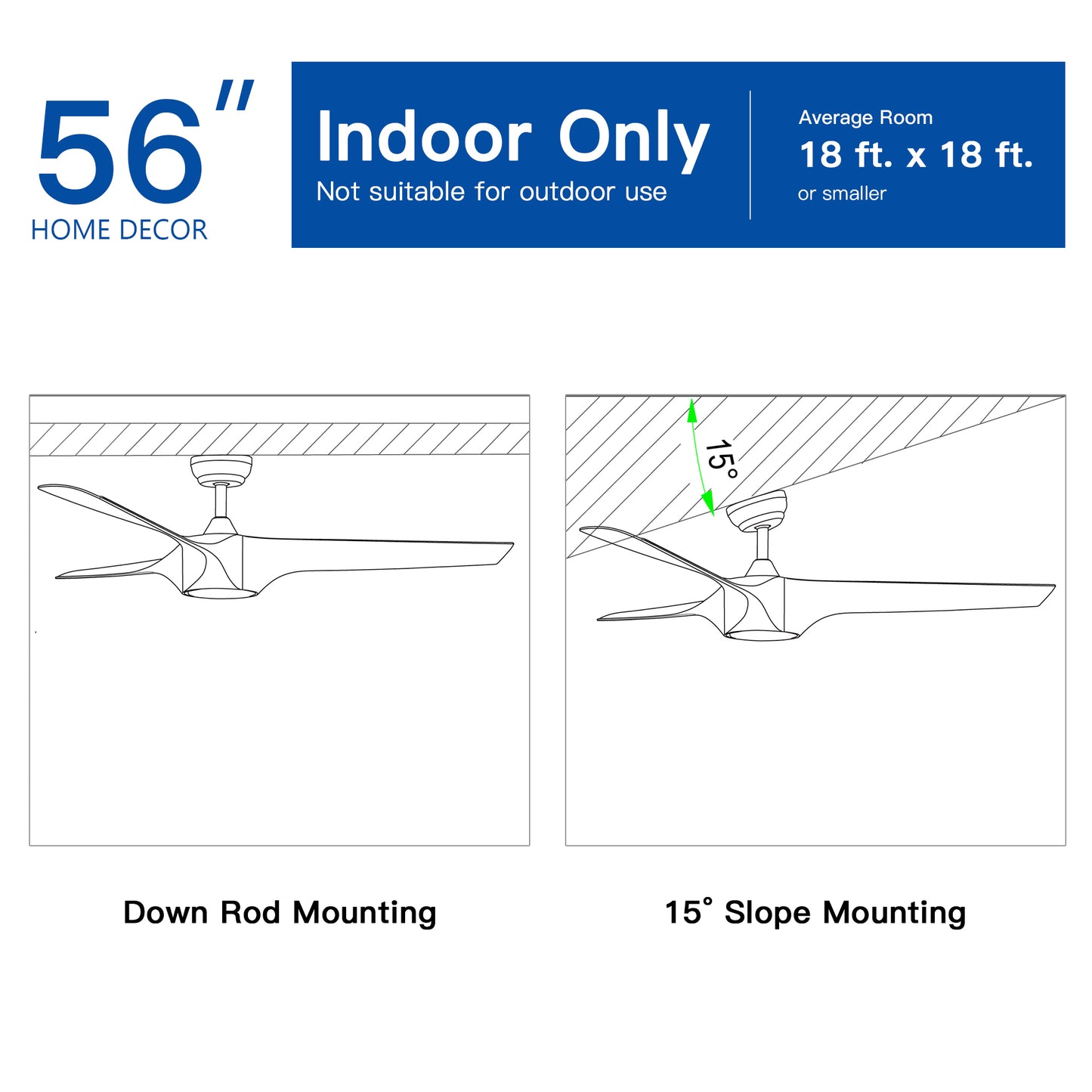 56 In.Intergrated LED Ceiling Fan with White ABS Blade