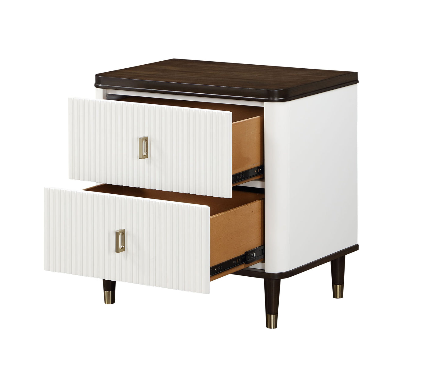 Carena White & Walnut Finish Night Stand w/USB
