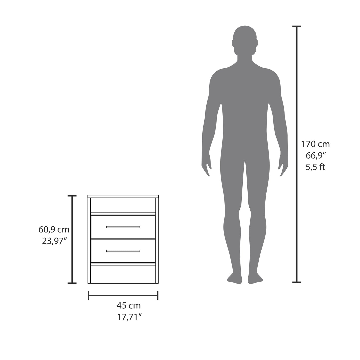 Nightstand Chase, Bedroom, Black