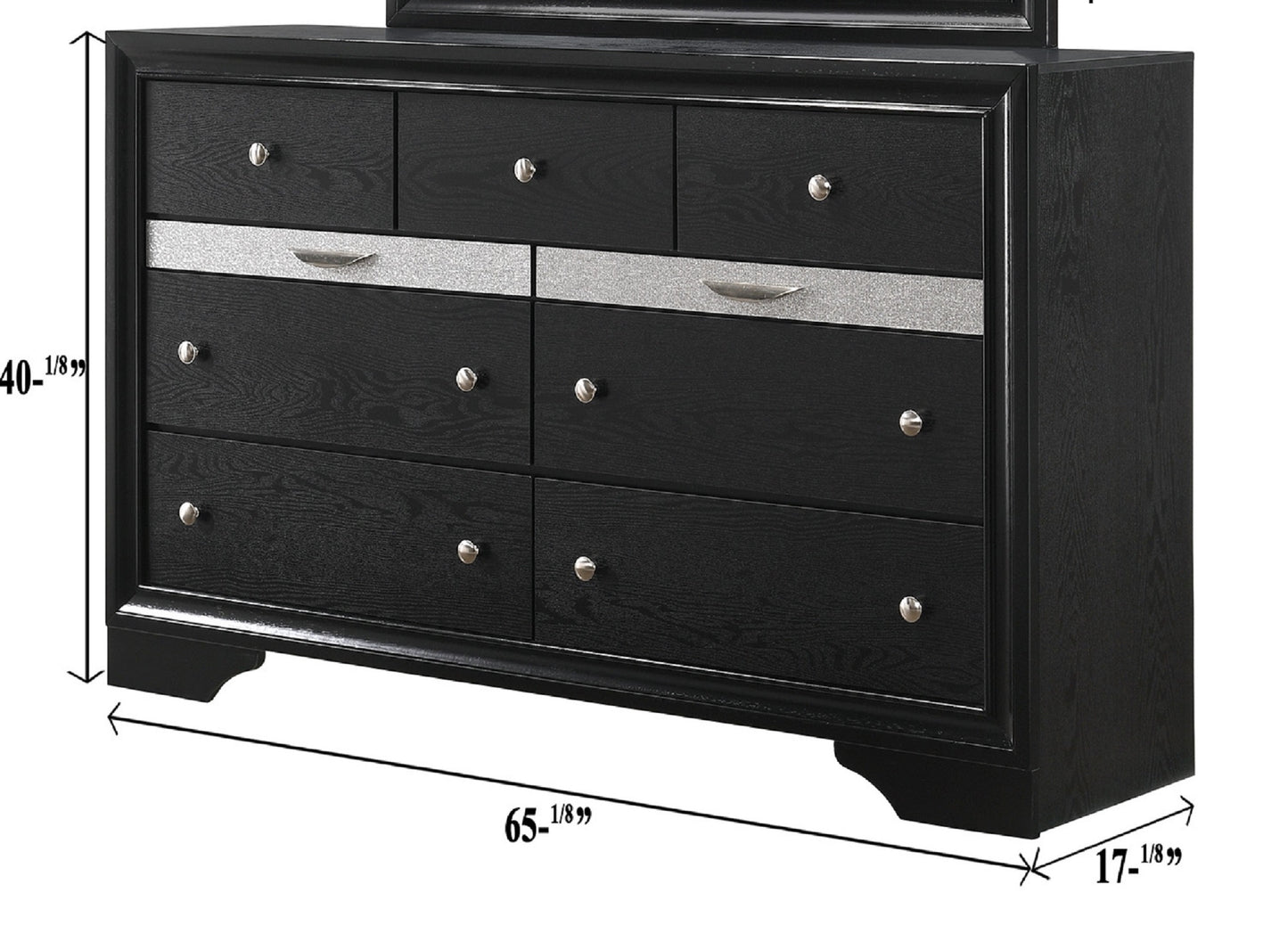 Modern Luxury 1pc Glam 7-Drawer Dresser Pullout Jeweler Tray Silver Panel Bedroom Solid Wood Wooden Furniture
