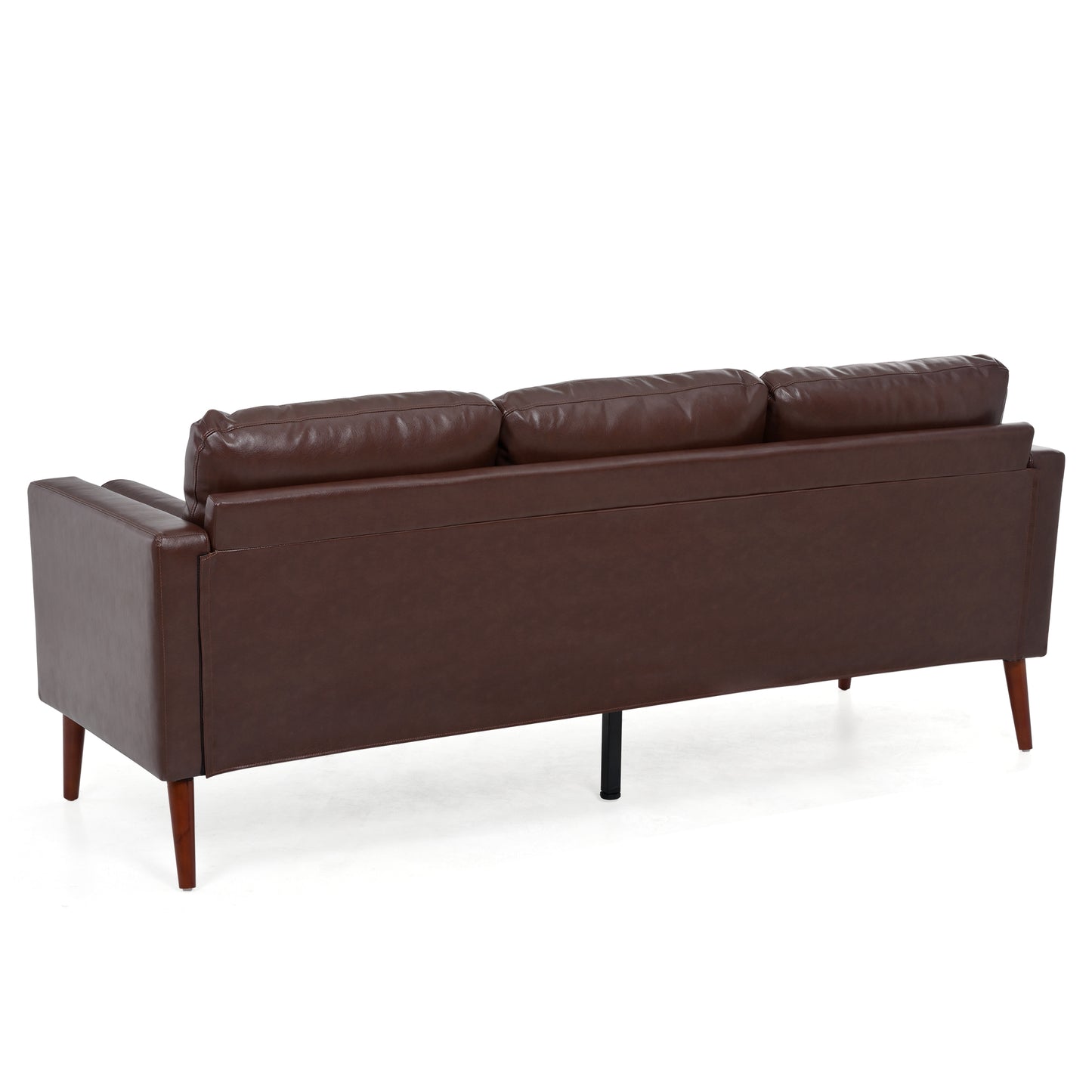 Small Sofa Couch 76.97 in . Brown 3 Seat Comfy Couches for Living Room, Mid Century Modern Couch with iron wood structure , Soft Cushion Sofa for Home/Office/Apartment,