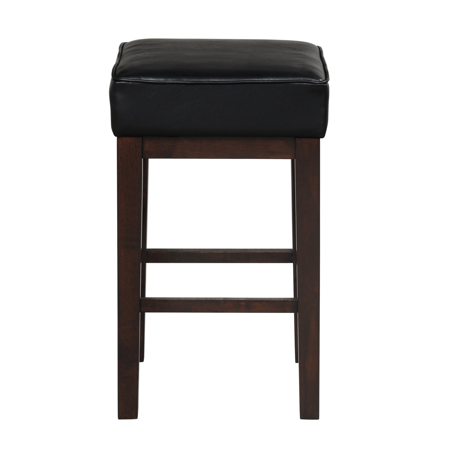 Transitional Black Faux Leather Seat 24-inch Counter Height Stools Set of 2, Espresso Finish Solid Wood Frame