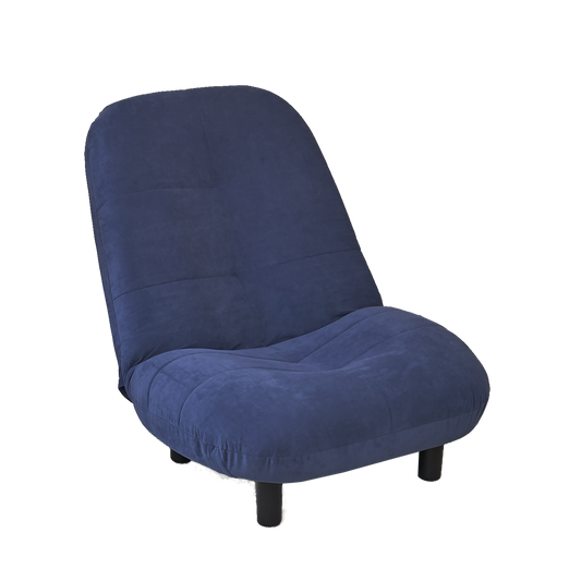 Adjustable Navy Blue Japanese-Style Reclining Floor Chair with Backrest - Tatami Lazy Sofa for Balcony