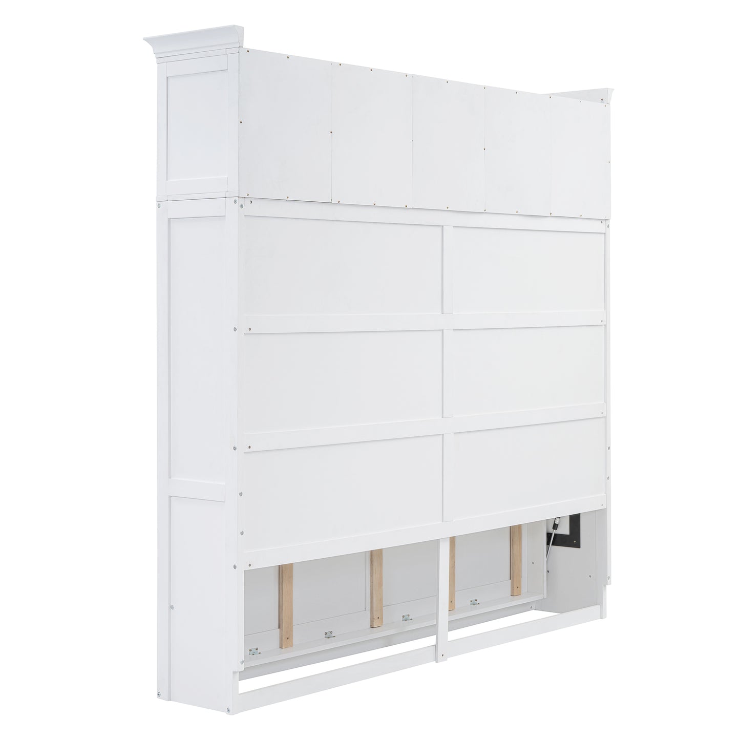 Full Size Murphy Bed Wall Bed with Top Cabinets,White