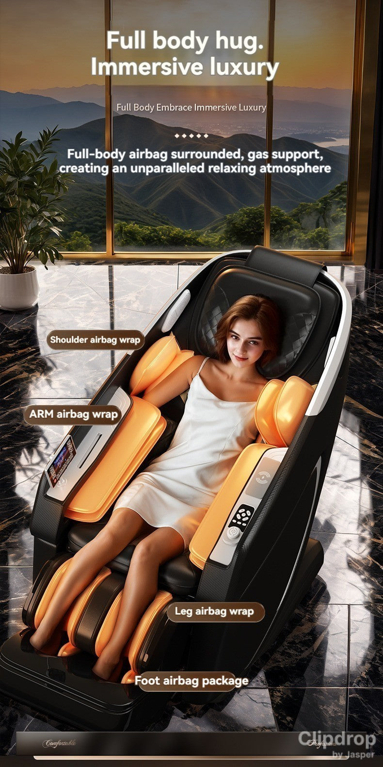 4D Massage Chair, Full Body Recliner  Zero Gravity with SL Track,Wireless charging,Automatic Body Scan,human touch,Heating,Bluetooth,Foot Rollers,Airbags & Extendable Footrest