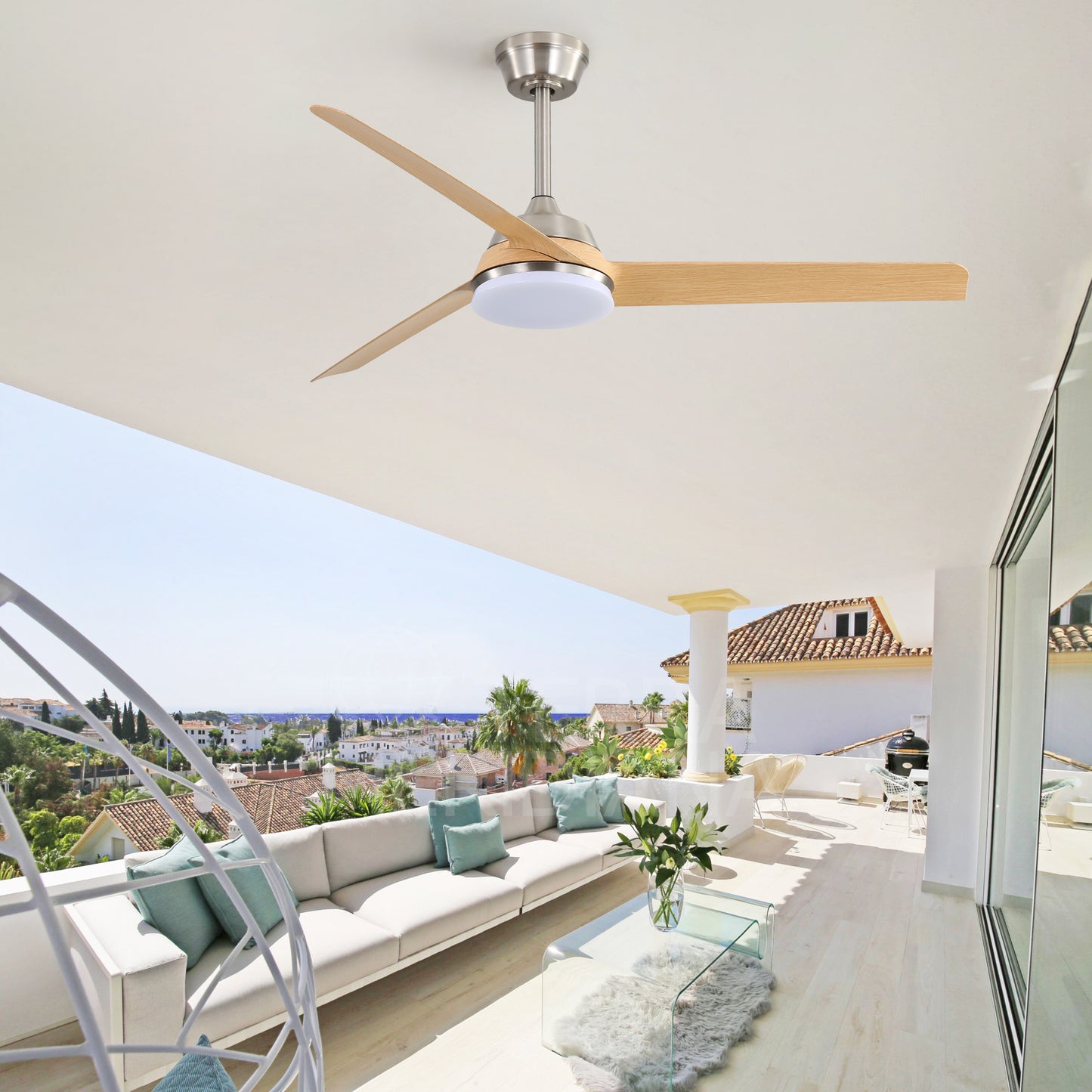 52 Inch Ceiling Fan with 22W LED Light and Remote Control 5 ABS Blades for Living Room