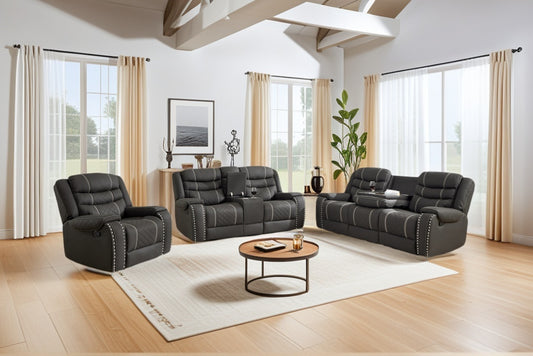 Recliner Sofa Set, 1+2+3 seat Tech Cloth Manual Recliner Chair with Comfortable Arms and Back Single Sofa for Living Room, Black