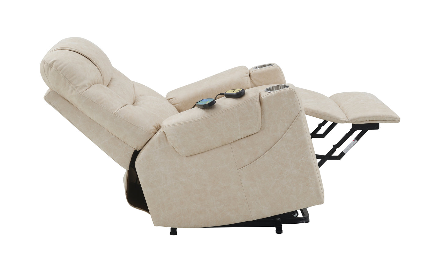 Light Grey Power Lift Recliner with Heating and Massage