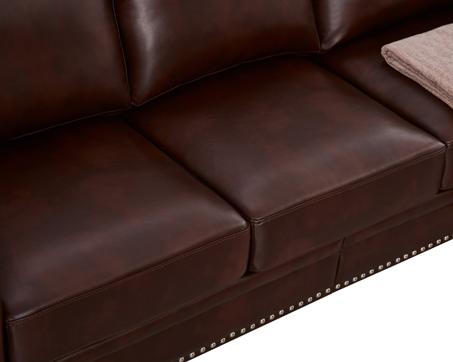 Classic Living Room Nails Sofa Burgundy Faux Leather