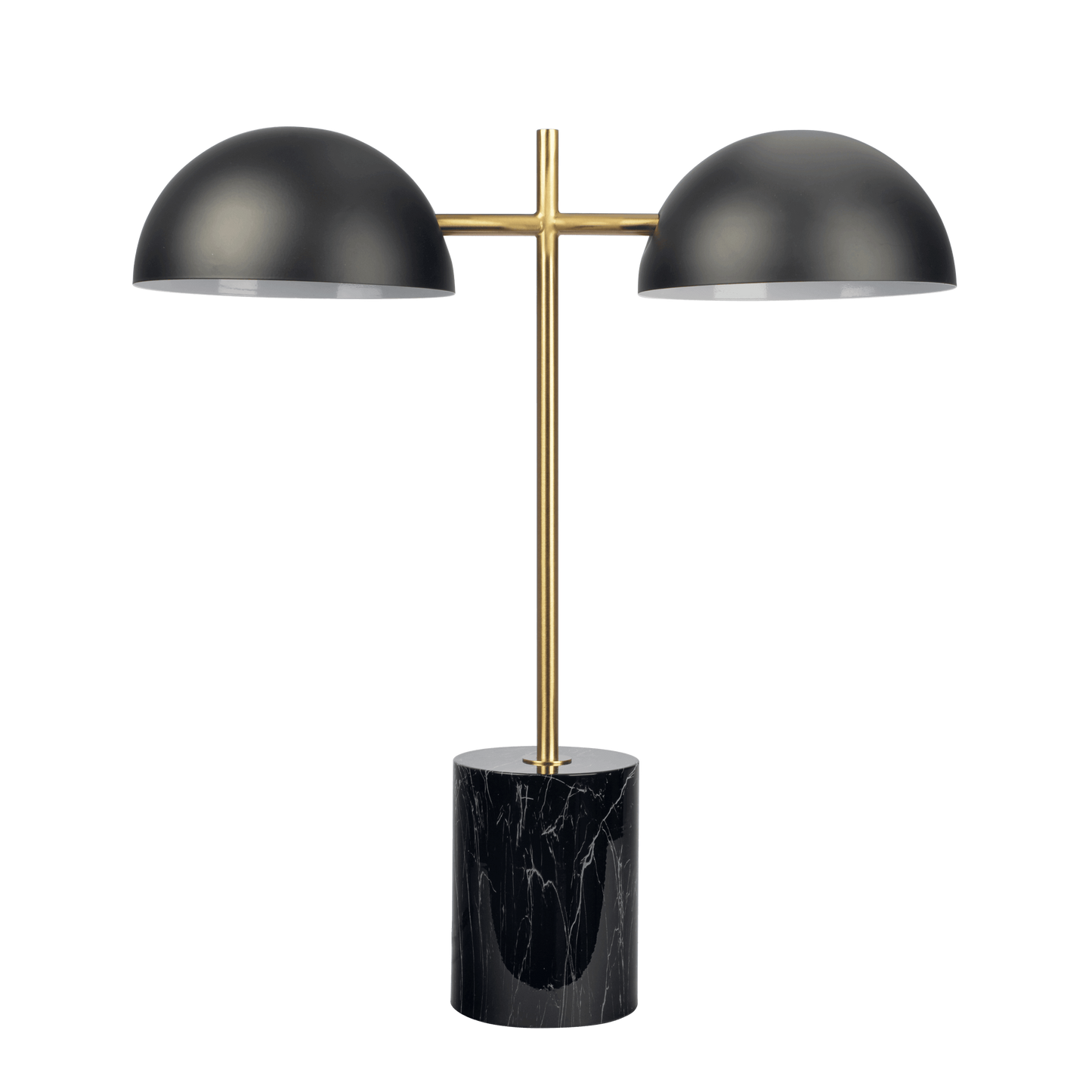 Nova Hydro Black Table Lamp with On/Off Switch Double Lamp with Faux Marble Base