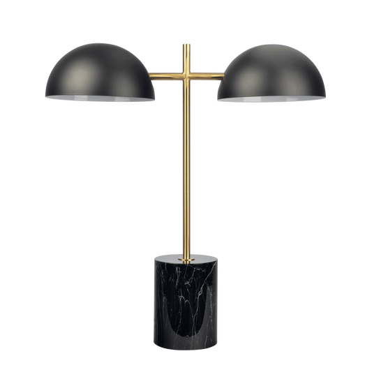 Nova Hydro Black Table Lamp with On/Off Switch Double Lamp with Faux Marble Base