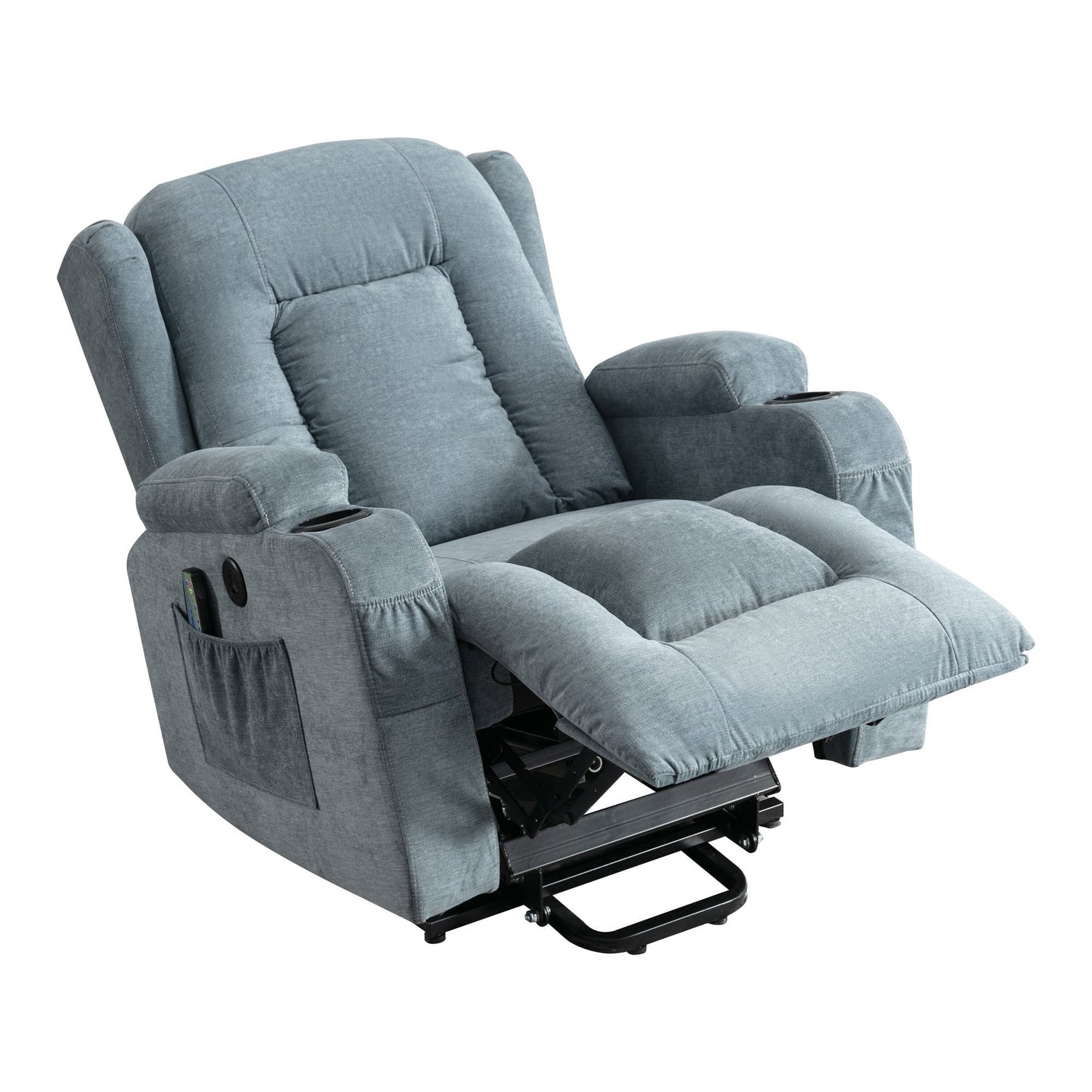 Power Lift Recliner Chair Recliners for Elderly with Heat and Massage Recliner Chair for Living Room with Infinite Position and Side Pocket,USB Charge Port(BLUE)