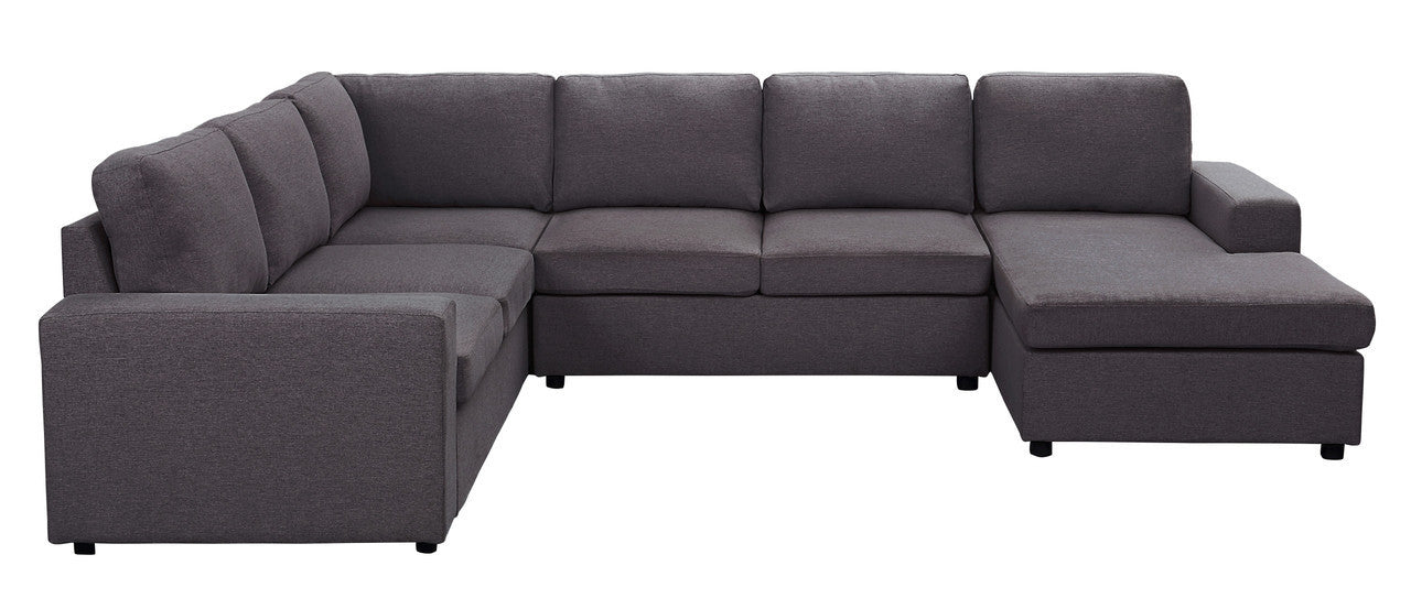 Warren 120.5" Sectional Sofa with Reversible Chaise in Dark Gray Linen