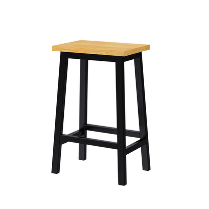 K&K Solid Wood Bar Stools (Not Cheap Iron), 25.6" Tall Set of 2 Bar Chairs, Kitchen Counter Stools with Footrests, Farmhouse Stools for Dining Room, Kitchen, Counter, Black