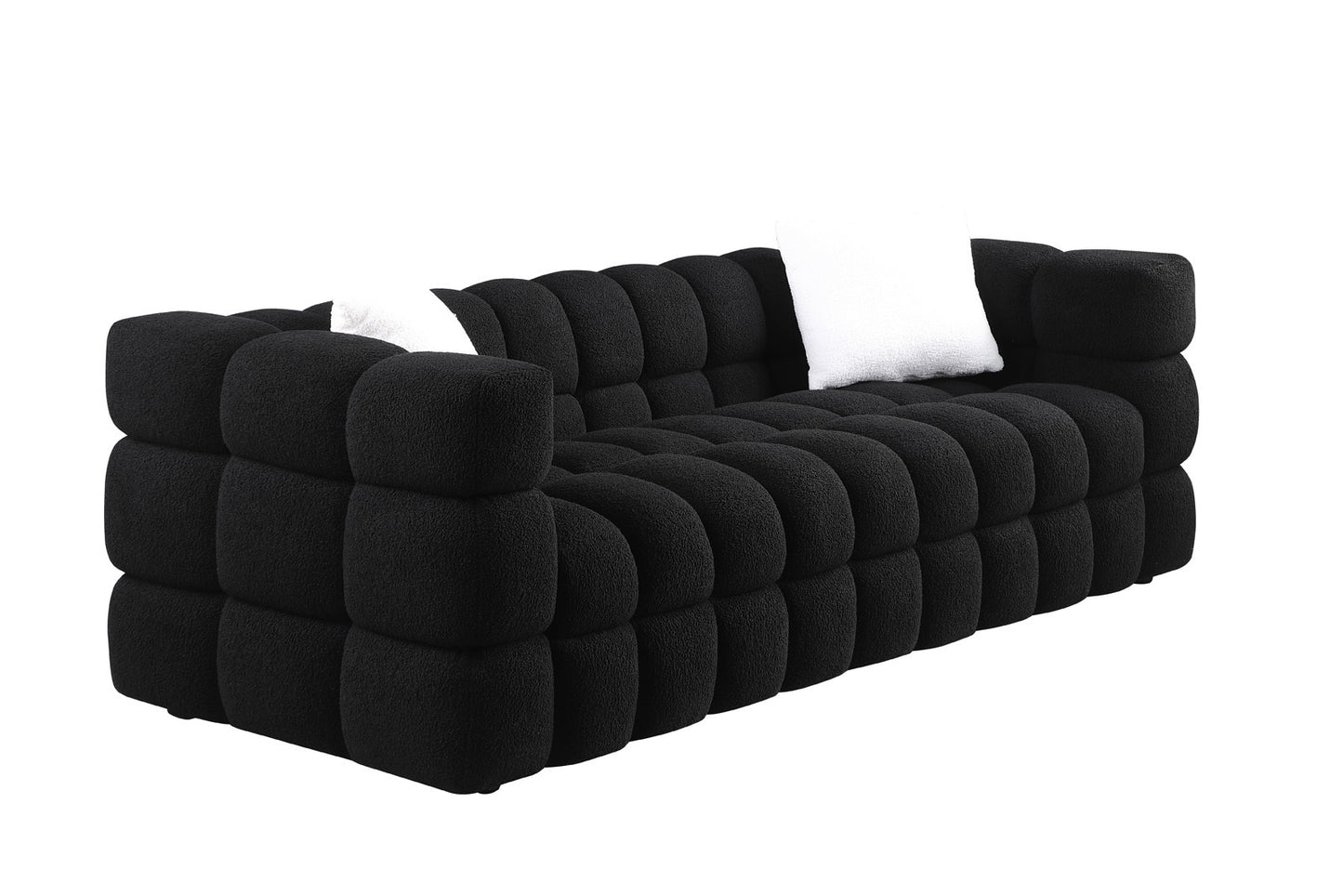 84.3 length ,35.83" deepth ,human body structure for USA people,  marshmallow sofa,boucle sofa ,White color,3 seater