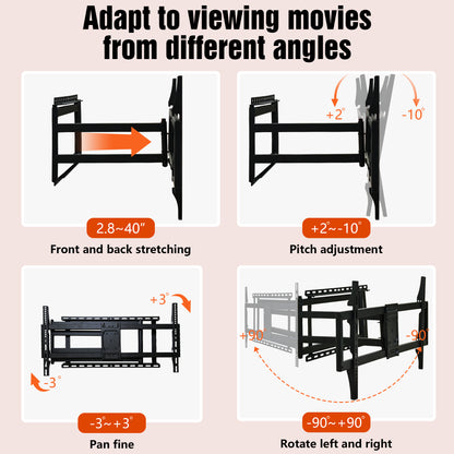 TV Wall Mount Bracket, 40-120 Inch TV, with Rotation and Tilt Functions, Full-motion TV Wall Mount, Adjustable Dual, Distance from Wall 70-1016 mm, Maximum VESA 800*400 mm, 132lbs