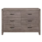 Industrial Design Brownish Gray Finish Dresser of 6 Drawers Premium Melamine Modern Bedroom Furniture 1pc