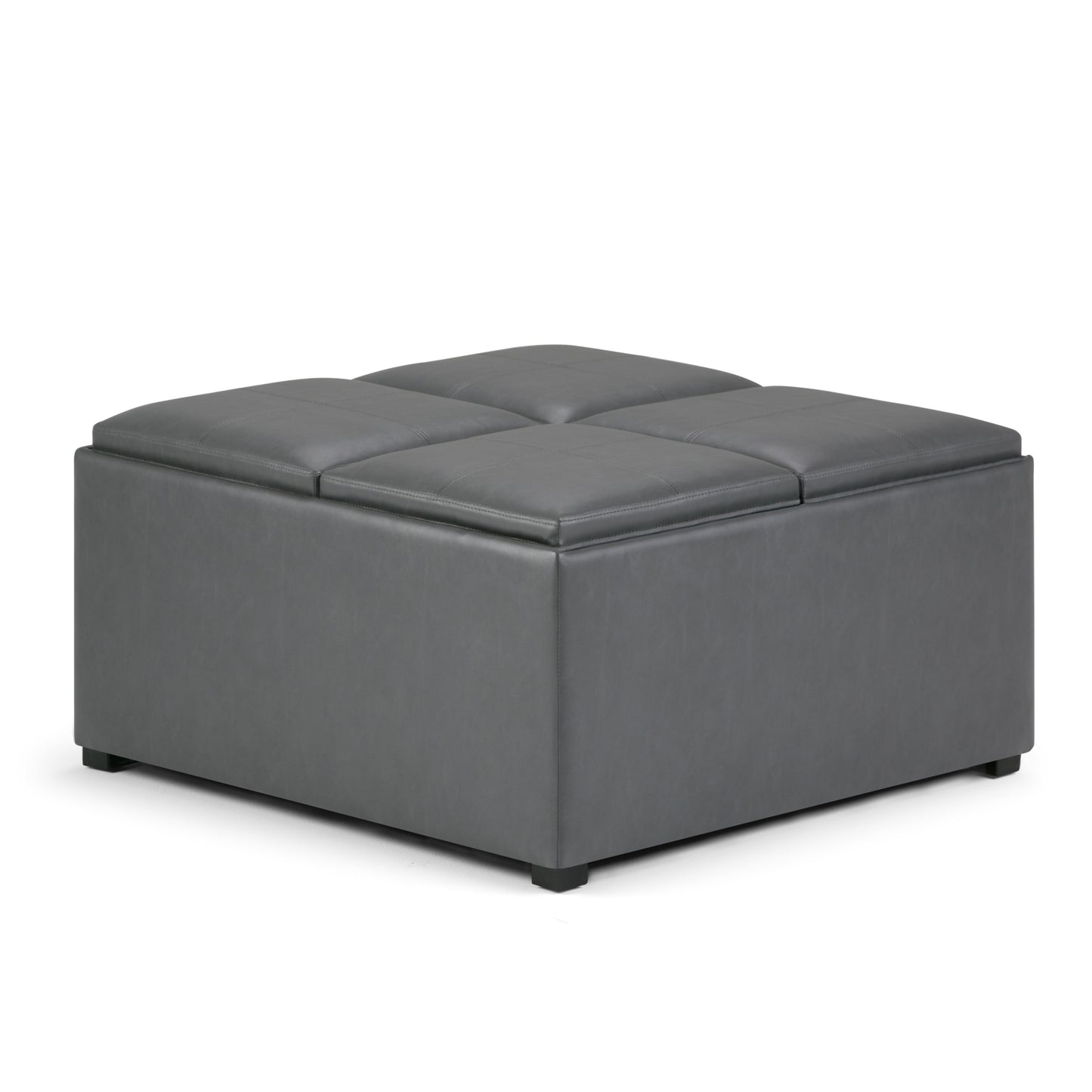 Avalon - Square Coffee Table Storage Ottoman - Stone Grey