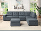 Isla 119" Gray Woven Fabric 7-Seater Sectional Sofa with Ottomans