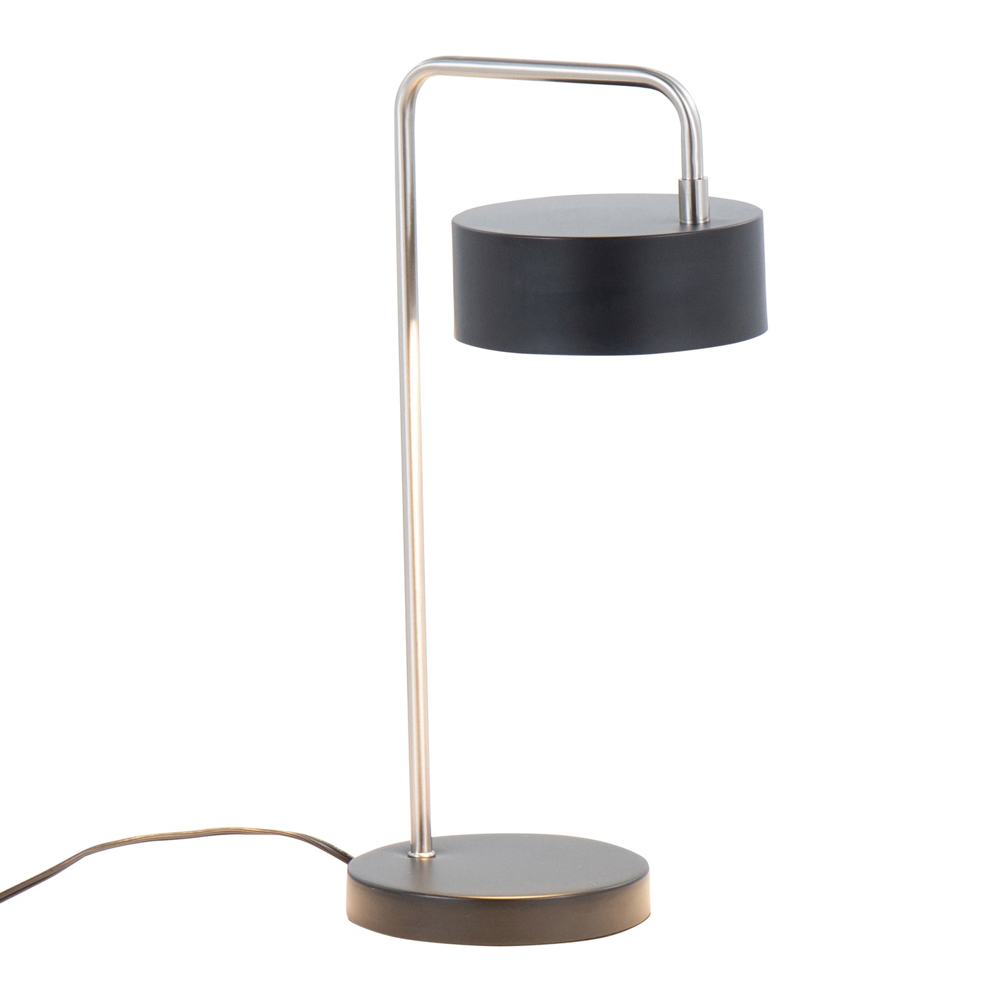 Puck Contemporary Table Lamp in Nickel and Black Metal by LumiSource