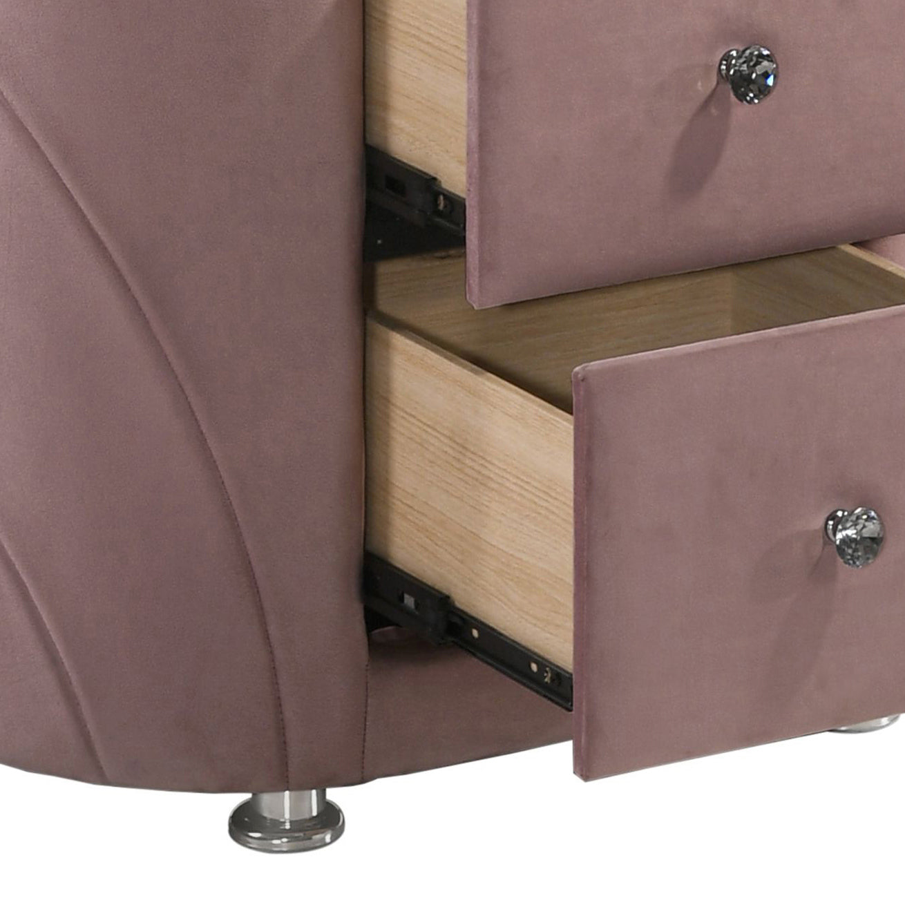 Pink Upholstered 2-drawer Nightstand