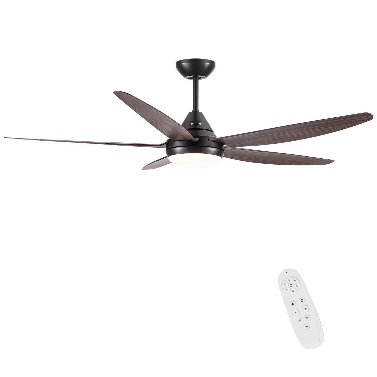 56 In Intergrated LED Ceiling Fan Lighting with Brown Wood Grain ABS Blade