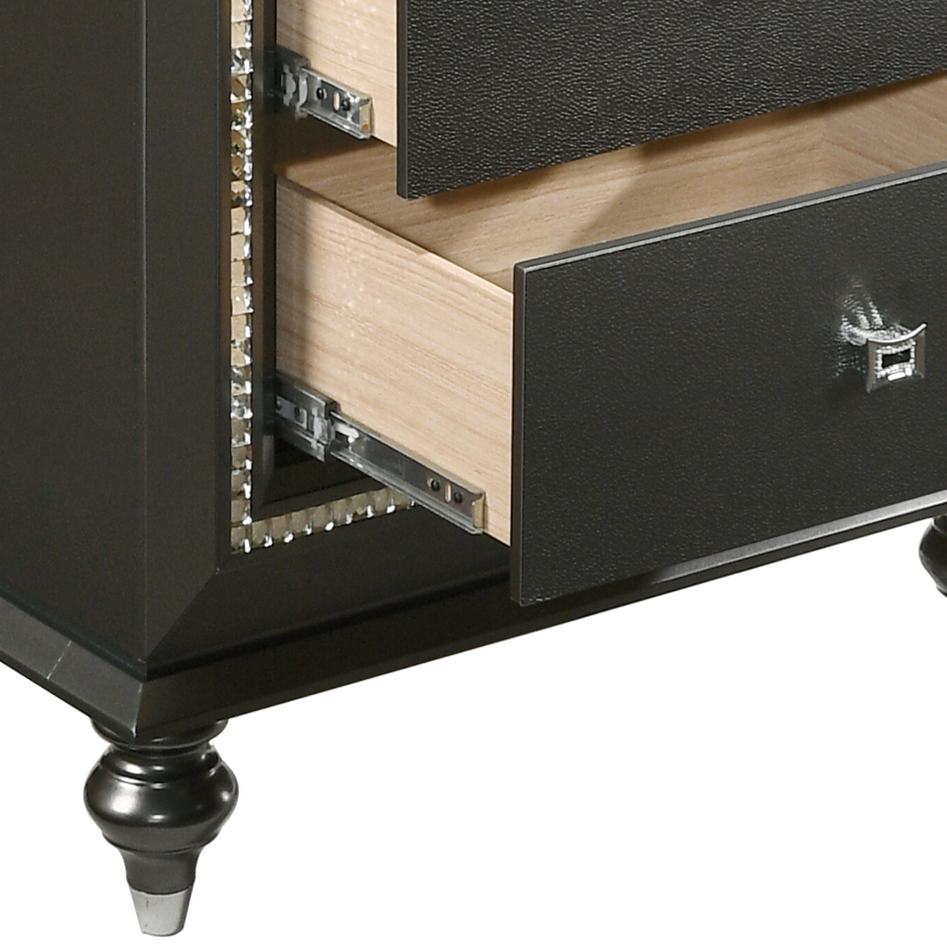 Metallic Grey Nightstand with 2 Drawers