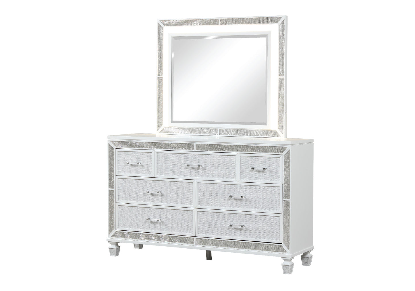 Crystal Queen 5 Pc Storage Wood Bedroom Set finished in White