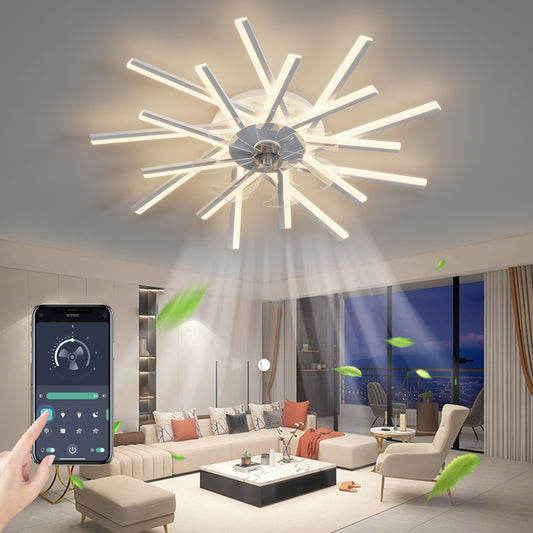 36In Ceiling Fan with Lights Remote Contro Dimmable LED,6 Gear Wind Speed Fan Light