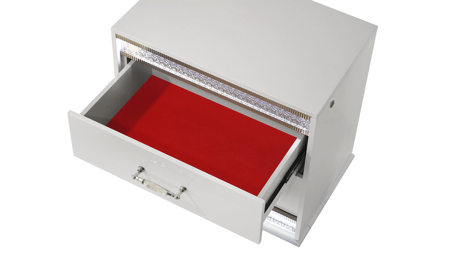 Glam Modern Style 2-Drawer Night stand Made with Wood in White