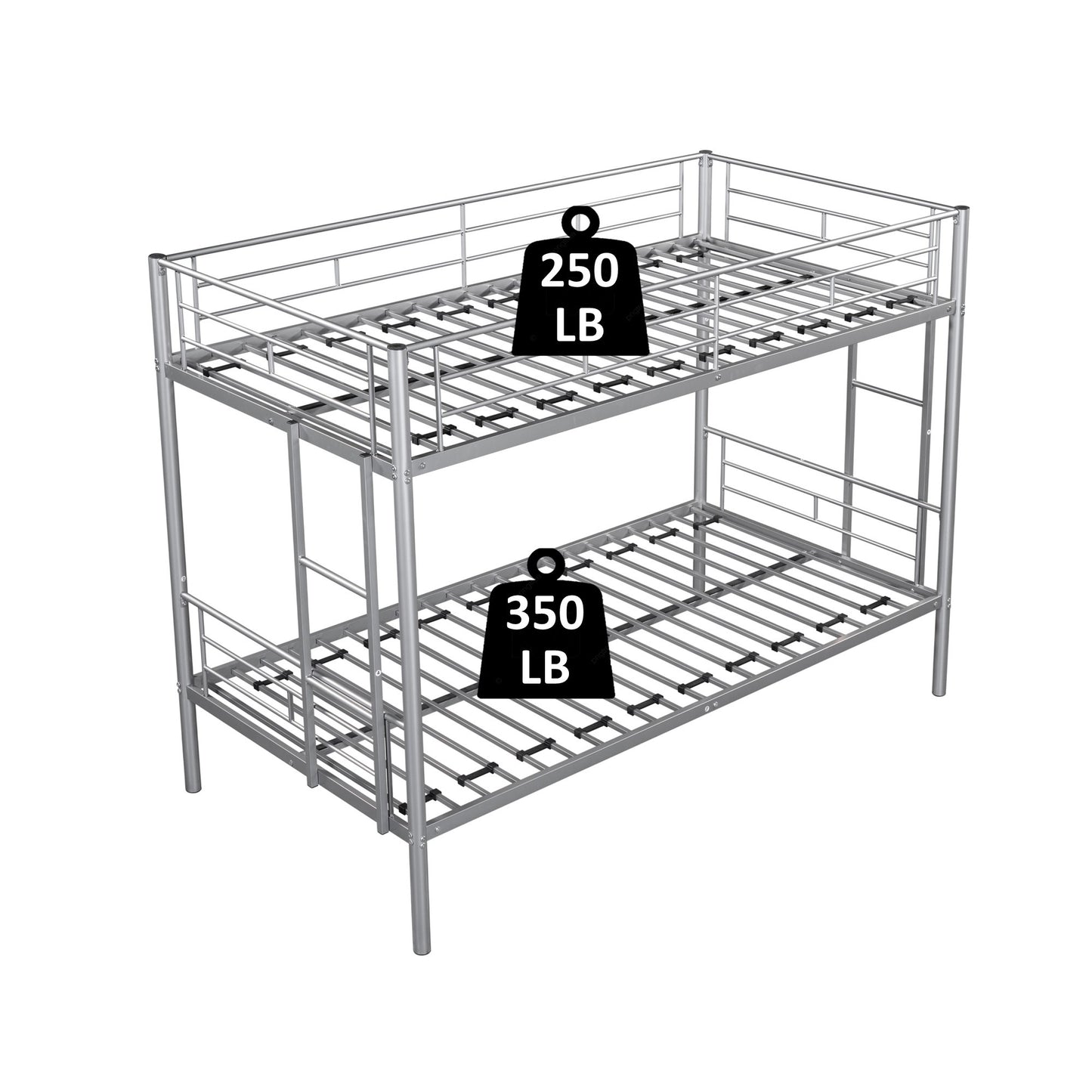 Metal Twin over Twin Bunk Bed/ Heavy-duty Sturdy Metal/ Noise Reduced Design/ Safety Guardrail/ 2 Side Ladders/ CPC Certified/ No Box Spring Needed