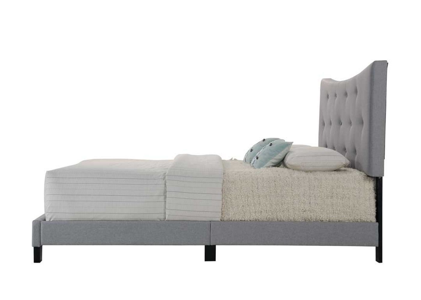 Venacha Gray Fabric Queen Bed