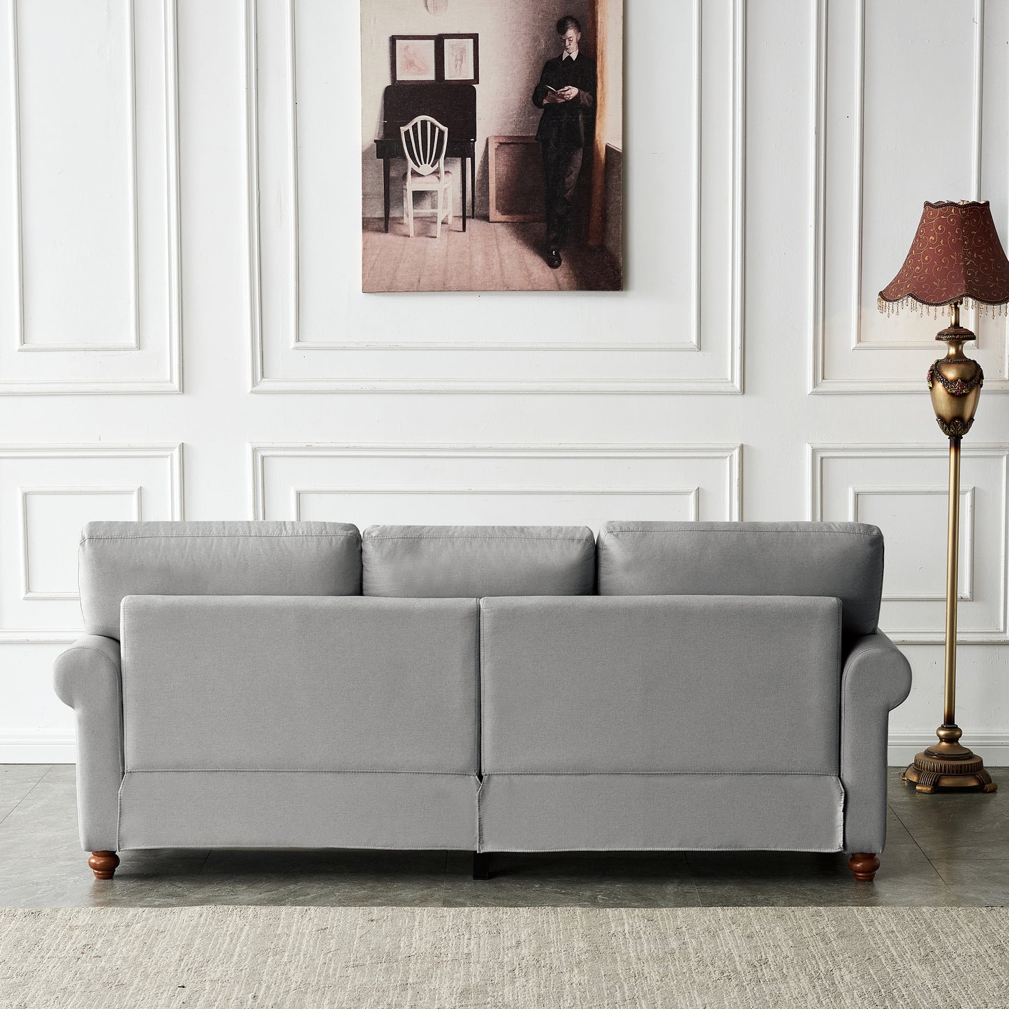 Linen Fabric Upholstery with Storage Sofa (Grey)