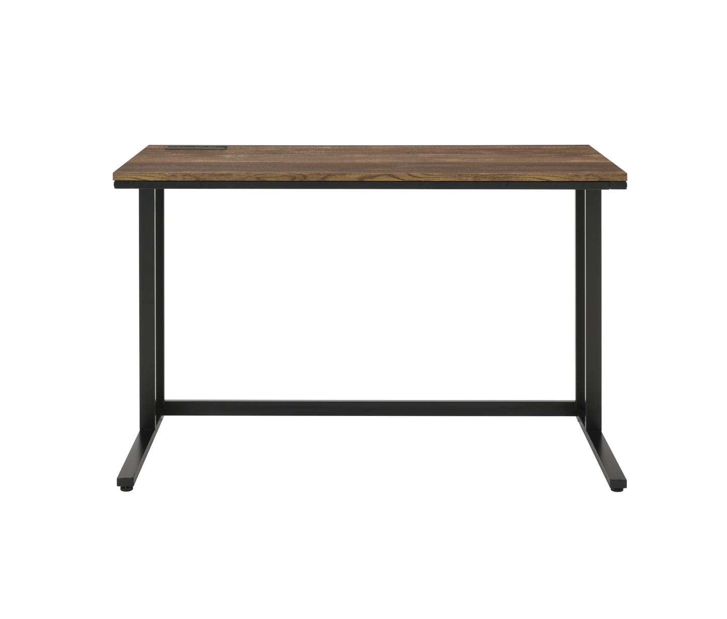 Walnut and Black Writing Desk with USB Port