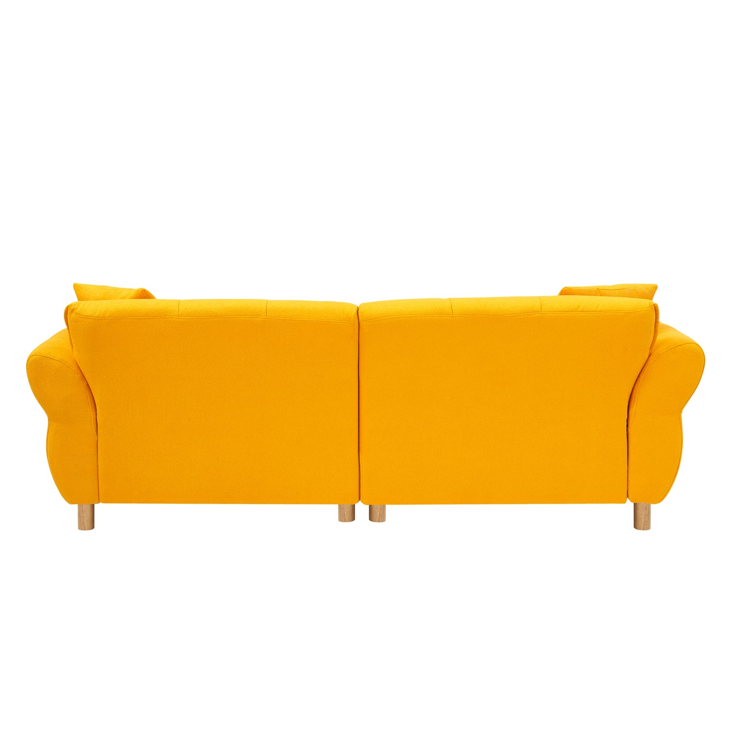 93.70 inches long, Teddy Sofa Fabric,with two matching pillows and three spacious and comfortable seats, for Apartment Office Living Room - Yellow