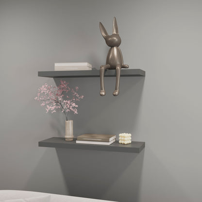 Iva Floating Shelf in Melamine x2, Matt Grey