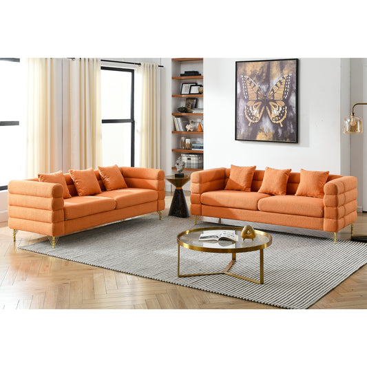 3-seater + 3-seater Combination sofa.ORANGE teddy