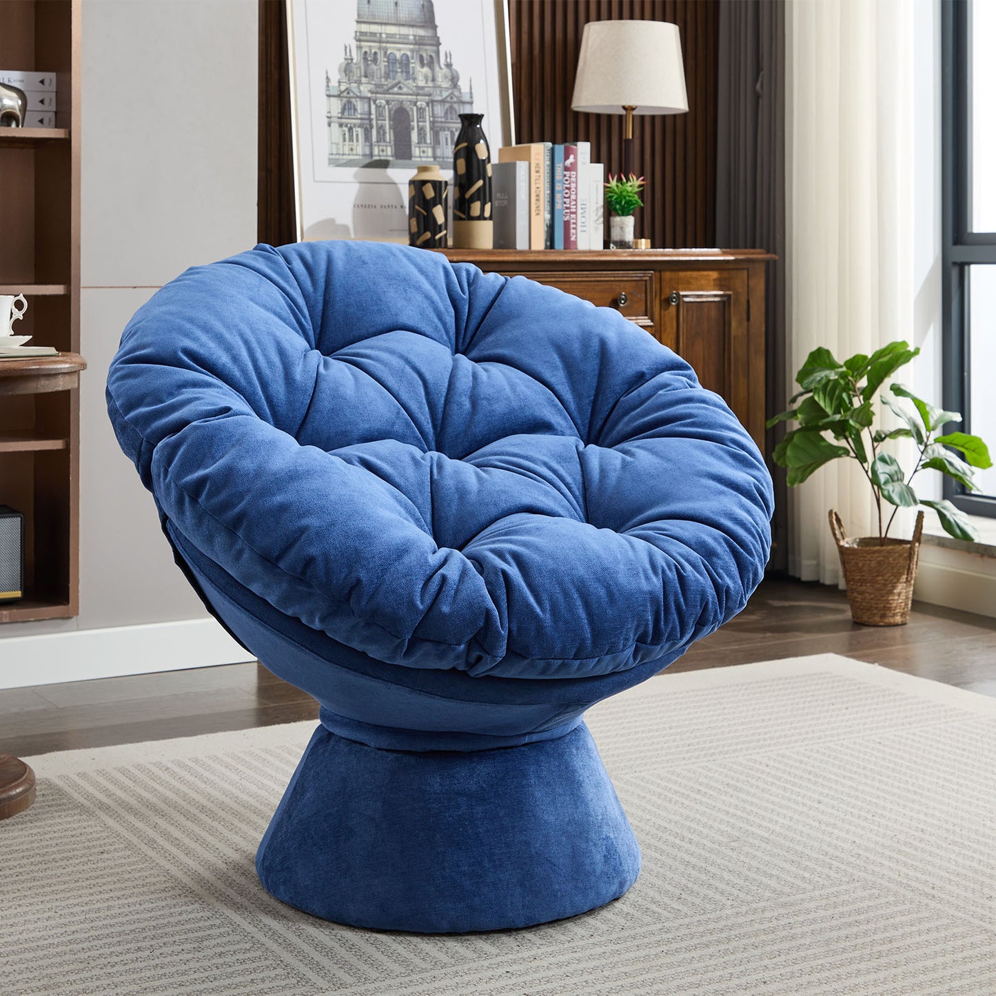 Oversized Swivel Accent Chair, 360 Swivel Barrel Chair, Papasan Chair for Living Room Bedroom