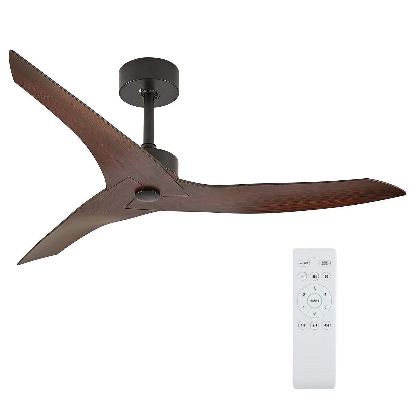 52" Outdoor Ceiling Fan Without Light with Remote Control ,3 ABS Blades Farmhouse Ceiling Fan 6-speed Reversible DC Motor Modern Ceiling Fan for Living Room, Bedroom, Kitchen