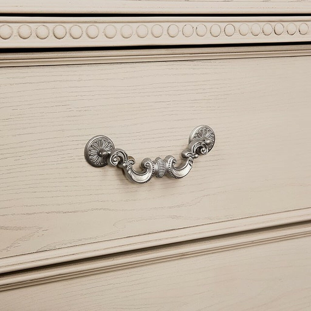 Antique white Nightstand Bedroom 1pc Nightstand Solid wood Satin Knickel Knobs and Pulls