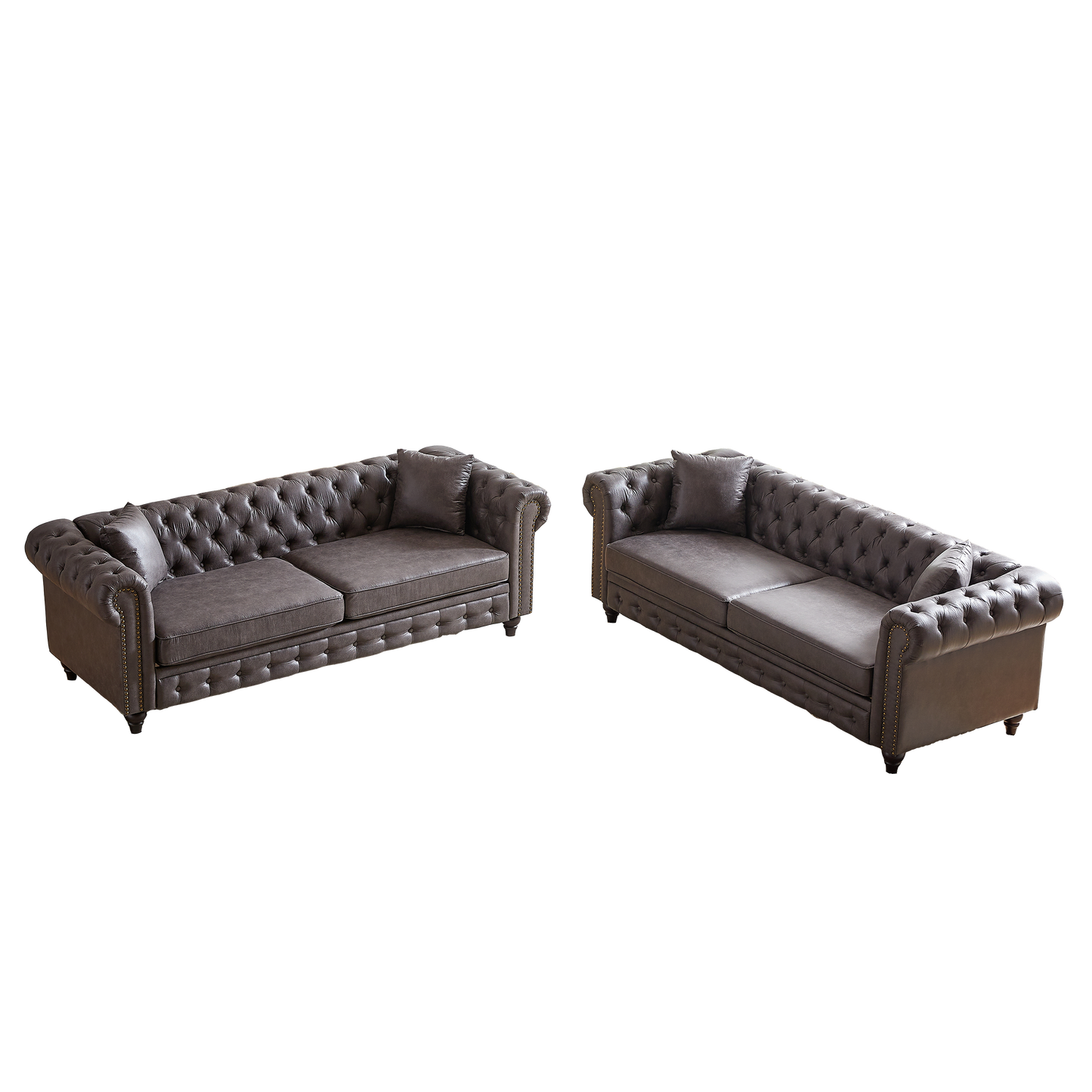 FX 3 Seats + 3 Seats Combo Sofa Modern living room sofa with solid wood frame and wooden feet, 4 cushions, apartment sofa furniture for living room, living room, office