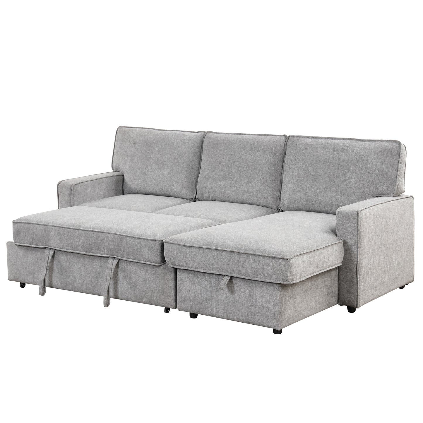 U_STYLE Upholstery Sleeper Sectional Sofa with Storage Space, USB port, 2 cup holders on Back Cushions(same sku; WY000335AAE)